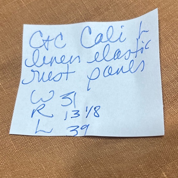 C AND C CALIFORNIA LARGE RUST BROWN 100% LINEN PULL ON PANTS - Picture 10 of 11